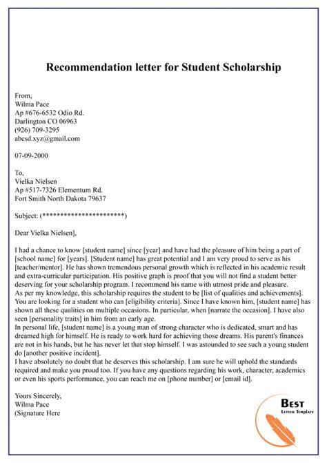Recommendation Letter for a Student (5 Free Templates).